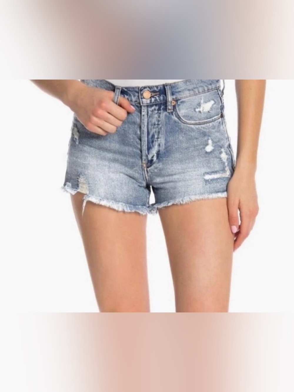 Blank NYC Distressed Cut Off Jean Shorts Raw Hem Denim High Rise Size 26 New Tag